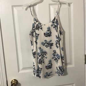 White tank with blue flowers